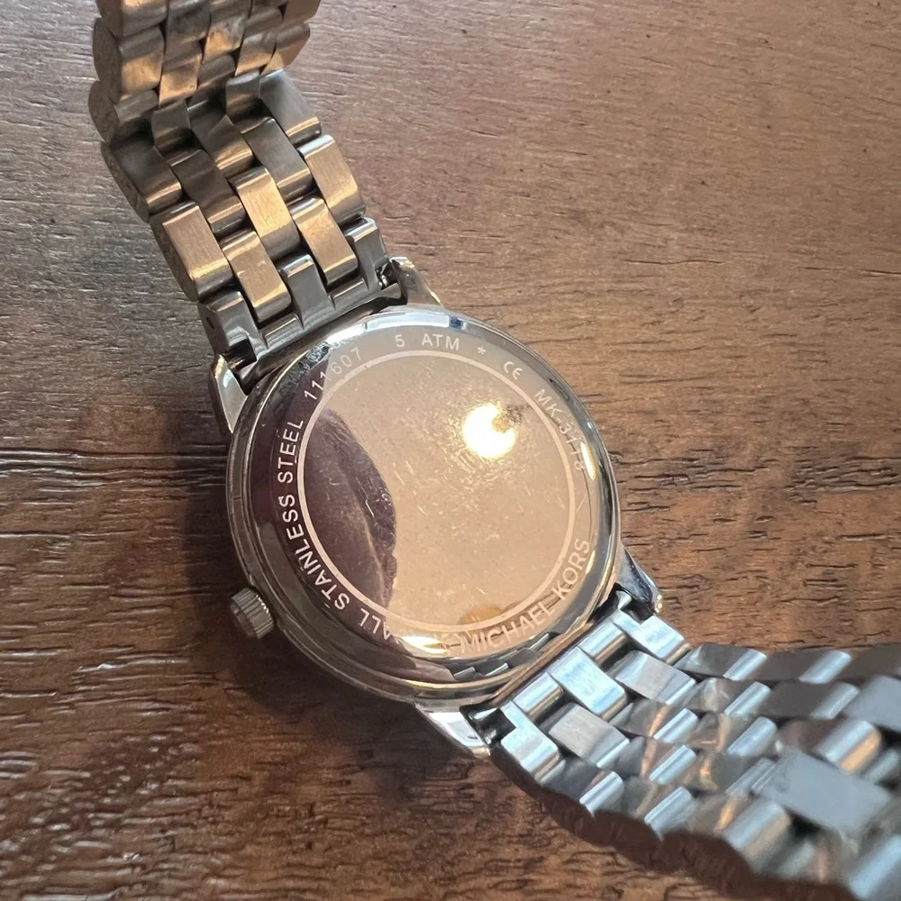 Michael Kors Silver Stainless Steel Crystal Bezel Watch